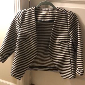 Dark denim blue & off white stripe blazer.